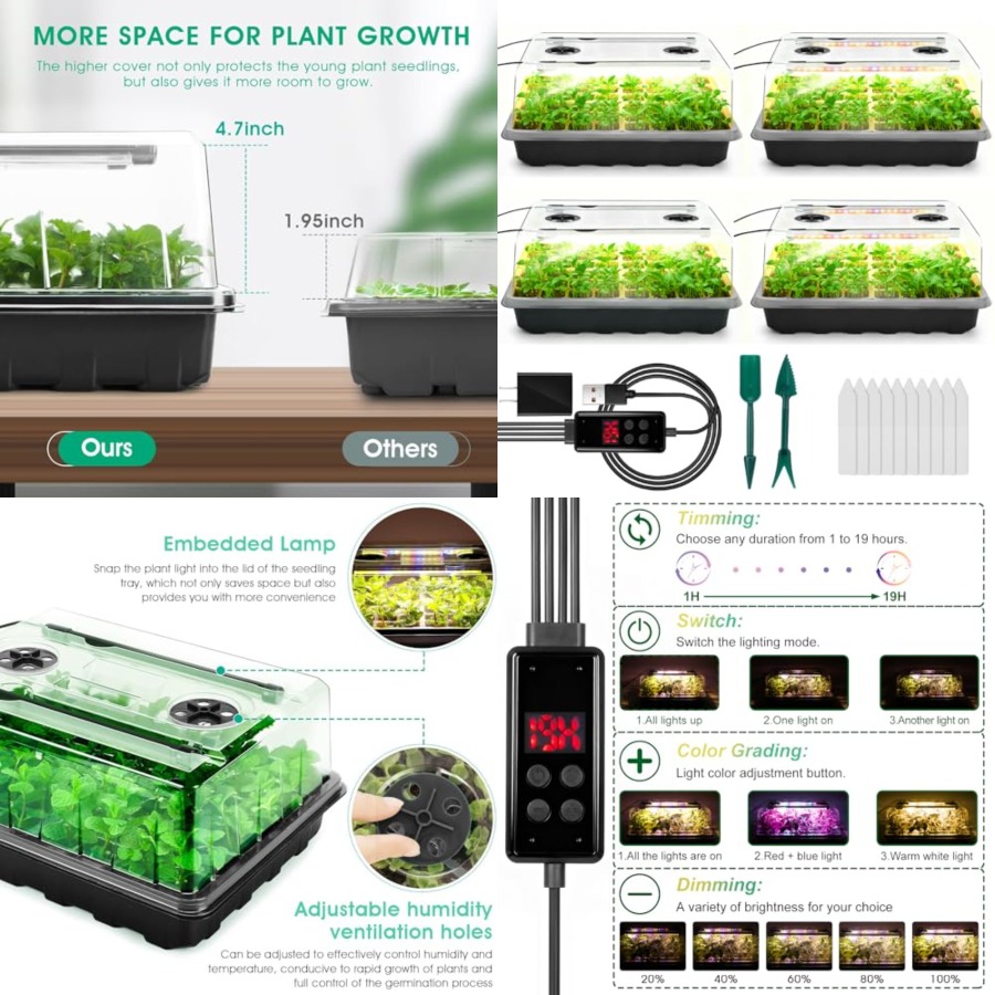 Seed Starter Tray with Grow Li - Humidity Dome Kit recensione e prezzo