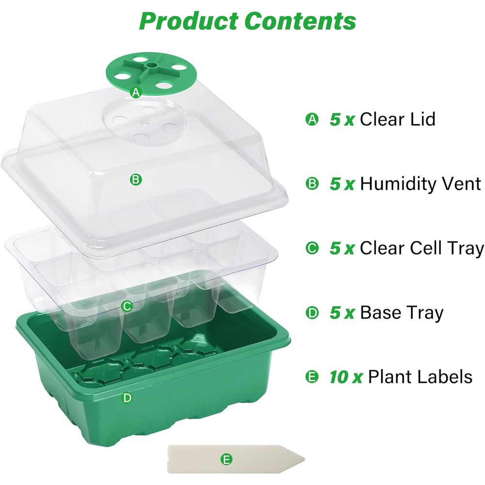 5-Pack Seed Starter Trays, See - Humidity Dome Kit recensione e prezzo